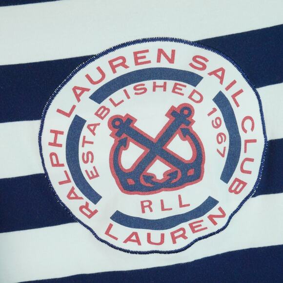 Ralph Lauren Medium Top Nautical Stripe Sail Club Patch Preppy Boating 90s Y2K - Picture 7 of 7